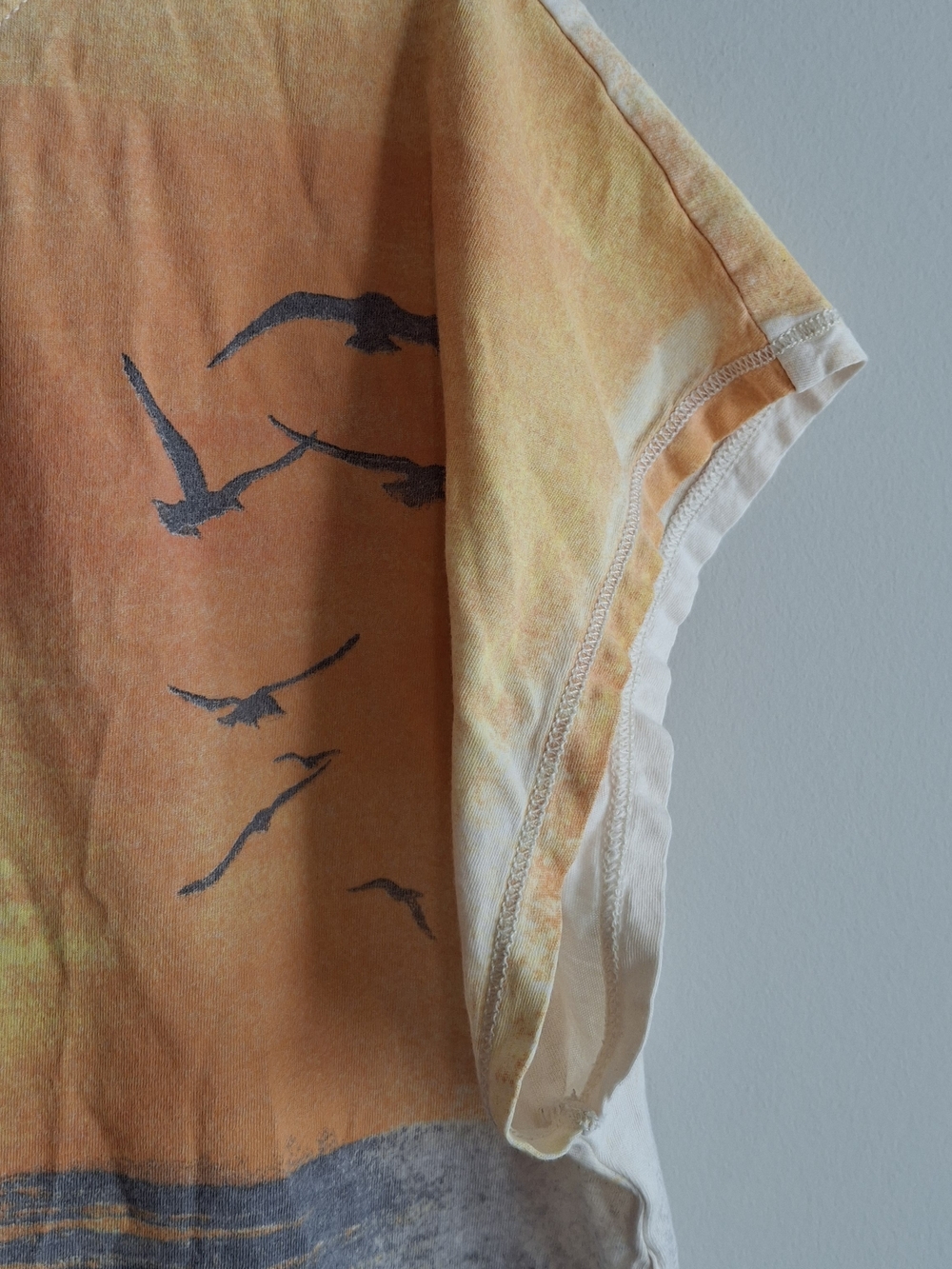 Ralph Lauren Sunset Seagull Scoop-Neck Tee - Orange/Gray Size XL Comfy Top - Picture 3 of 8
